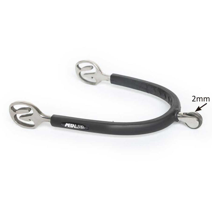 METALAB - Éperons fine molette 2mm, recouvert caoutchouc