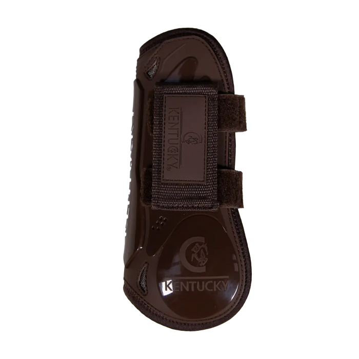 Kentucky guêtre pour chevaux velcro, idéal travail du cheval au quotidien. Disponible chez Fouilhoux. Couleur marron.