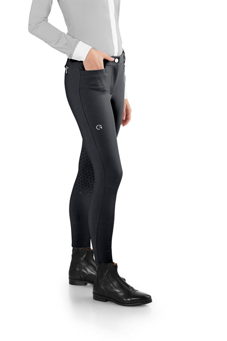 Ego 7 pantalon d'équitation femme CSO. Modèle Jumping EJ. Couleur gris kaki. Vendu par Sellerie Fouilhoux