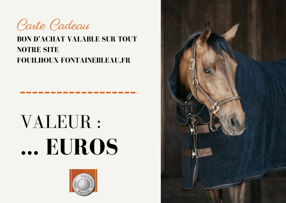 Carte cadeau matériel d'équitation, sellerie fouilhoux.