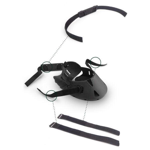 2 sangles latérales et une sangle de sécurité au paturon pour ajuster les hipposandales Gatusos.