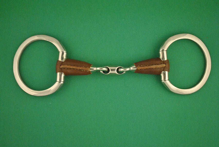 Mors à olive double brisure gros canon emballé cuir
