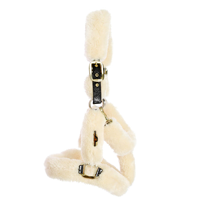 Licol Kentucky en mouton synthétque ultra léger pour la tête du cheval. couleur mouton naturel. Vendu chez Sellerie Fouilhoux.