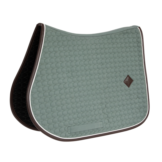 Tapis Kentucky, liseré cuir. Vert d'eau. Pour chevaux de sport et CSO.