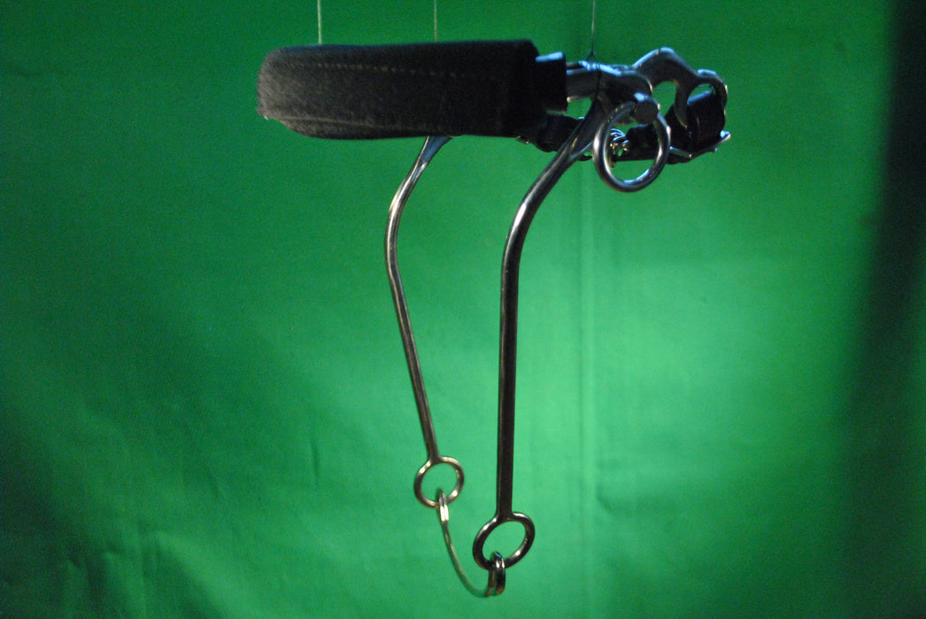 Hackamore inox grandes branches nez chaine avec caoutchouc et nasaline néoprène de protection