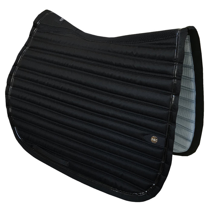 SILVER CROWN - Tapis de selle Cheval Slim Pro technique, respirant, anti transporation avec gouttière dorsale. Couleur Noire.