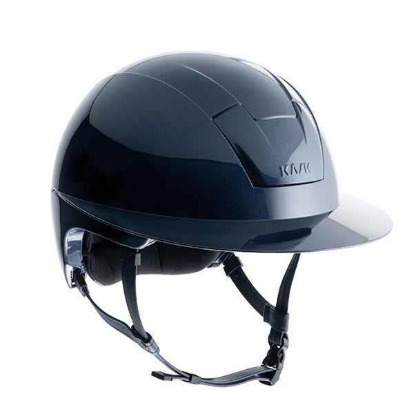 kASK KOOKI LADY NAVY SHINE. Bleu Marine brillant. Bombe pour femme, vendue par Fouilhoux Fontainebleau