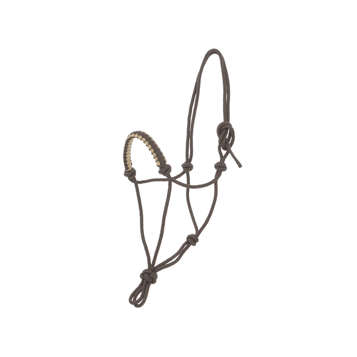 Licol pour cheval, éthologique léger , en corde tressée par Lami Cell. Couleur marron. vendu chez Fouilhoux fontainebleau. 