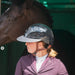 Casque d'équitation Flex On Armet Angel star shine noir pour femme, vendu par Fouilhoux Fontainebleau. Vue de prodfil visière polo
