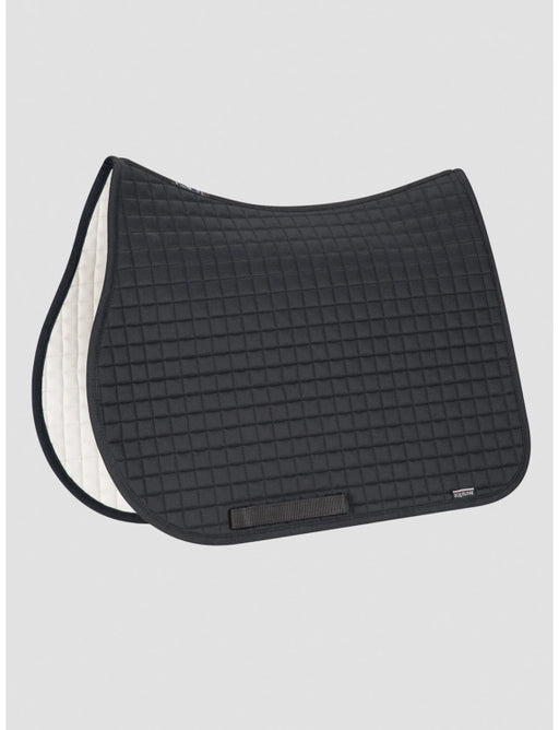 Equiline Tapis de selle pour cheval, modèle CSO noir  quadro. Aéré, respirant, bien dégarrotté. Un tapis technique, élégant et sobre. Idéal pour les chevaux à la peau sensible. 