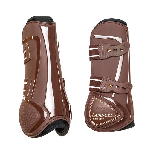 Lami-Cell protèges tendons marrons Elite. Guêtres pour chevaux, idéales CSO. Vendues par sellerie Fouilhoux