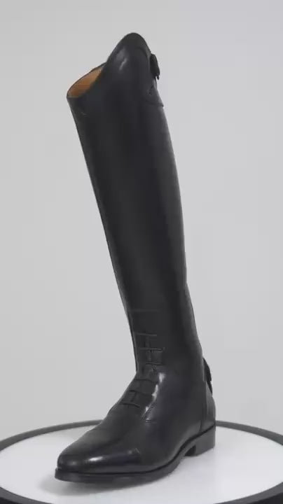 Nouvelles Bottes equitation Glovers, en cuir à lacets hommes ou femmes. Noires, semi mesures, vendues par Fouilhoux Fontainebleau. vue 360